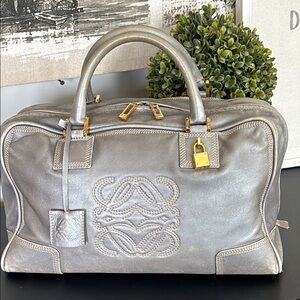 Loewe Amazona Grey Silver Lambskin Handbag